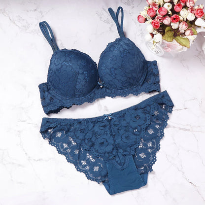Flourish Elegant Lace Bra & Panty Set – Push Up & Double Padded Comfort