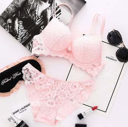 Flourish Elegant Lace Bra & Panty Set – Push Up & Double Padded Comfort