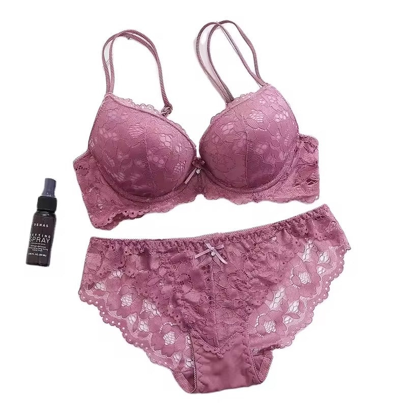Flourish Elegant Lace Bra & Panty Set – Push Up & Double Padded Comfort