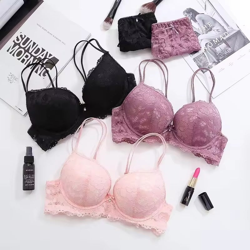 Flourish Elegant Lace Bra & Panty Set – Push Up & Double Padded Comfort