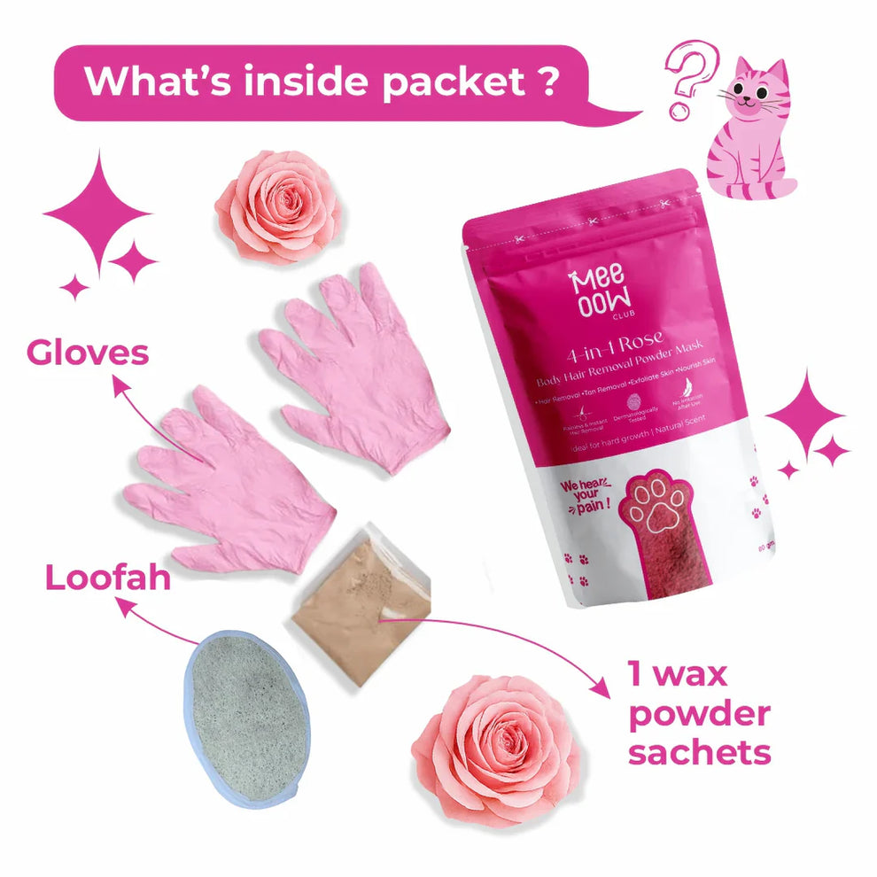Meow Wax Powder - Buy 1 Get 1 Free Hair Removal Solution For Smooth Skin Easy And Painless Depilatory Treatment For Body And Face