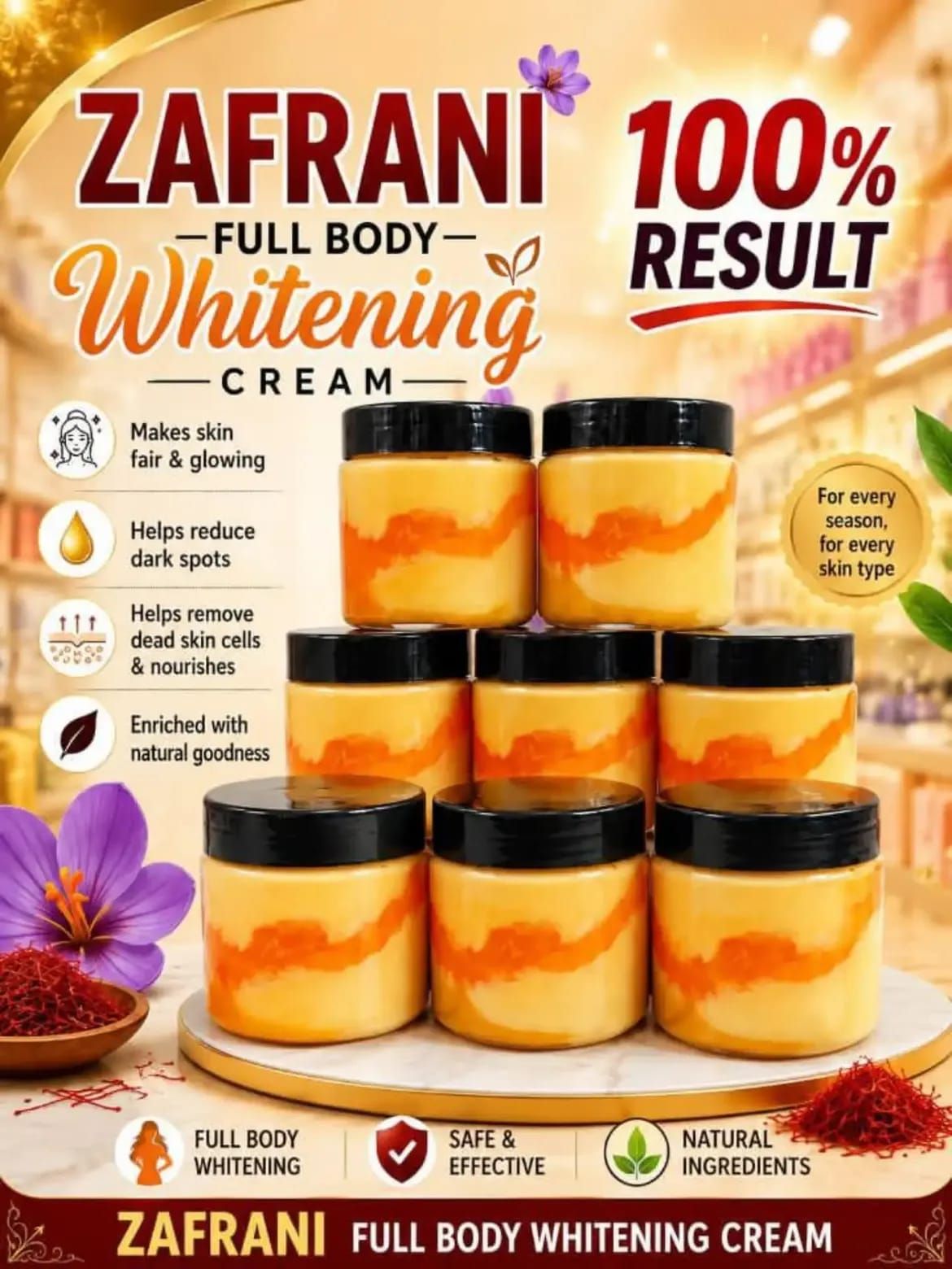Zafrani Full Body Whitening Cream With Serum 250g Jar